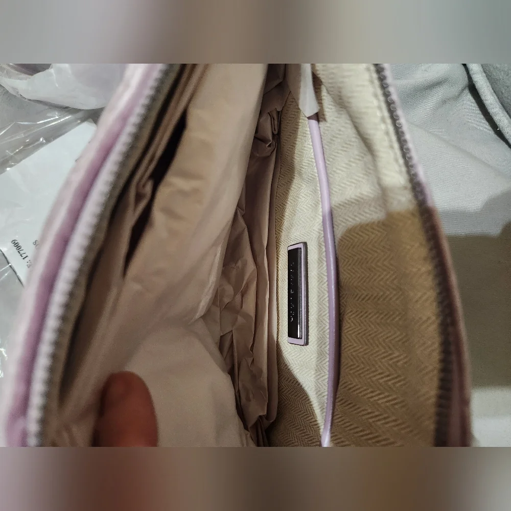 Tory Burch Willa Zip Quilted Handbag Lilac Gunmetal NWT - Picture 7 of 16